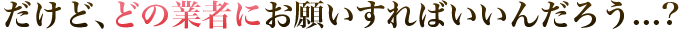 だけど、どの業者に依頼すればいいんだろう...？